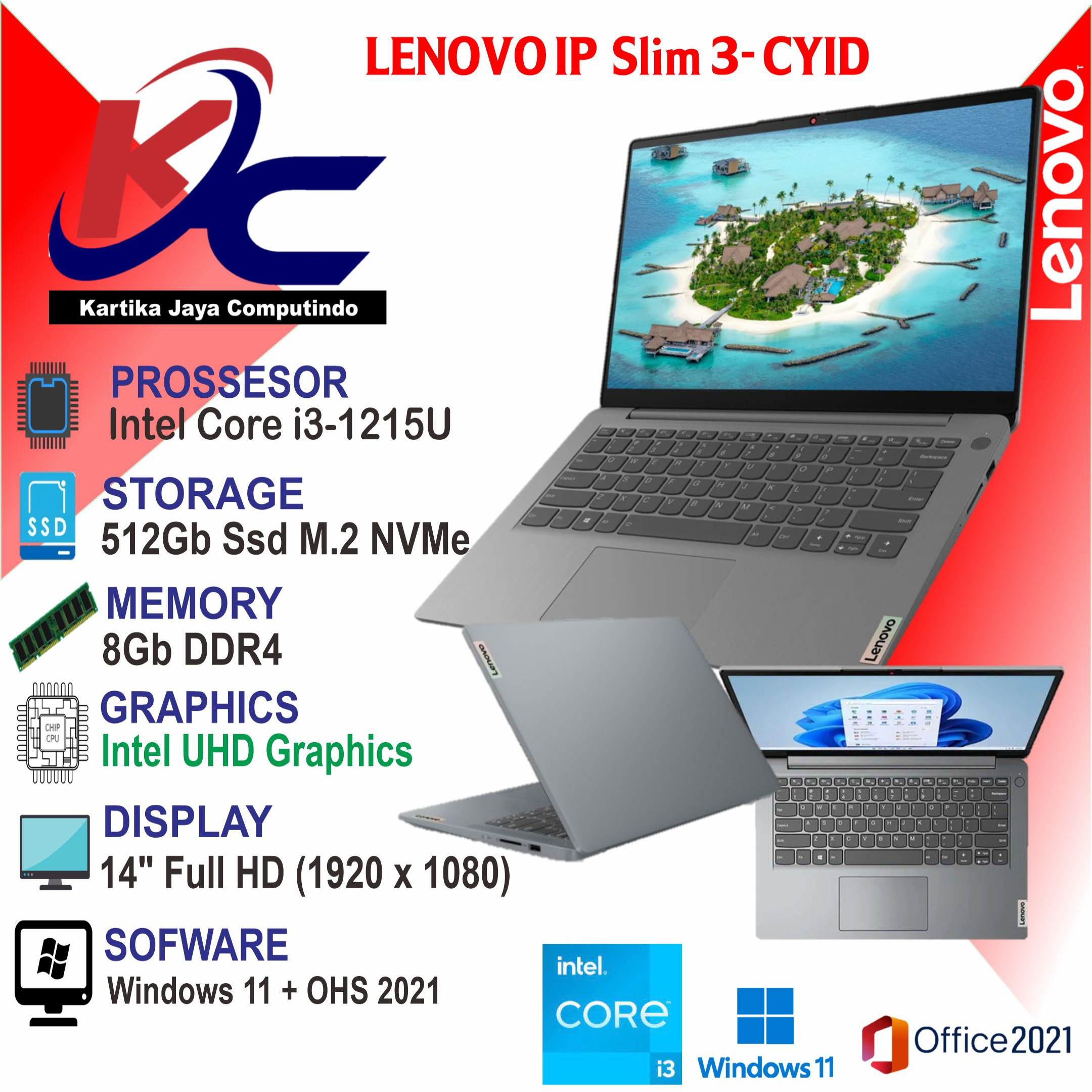 LENOVO IP 3 - CYID  I3-1215U/ 8GB/ SSD512/ W11 OHS GREY